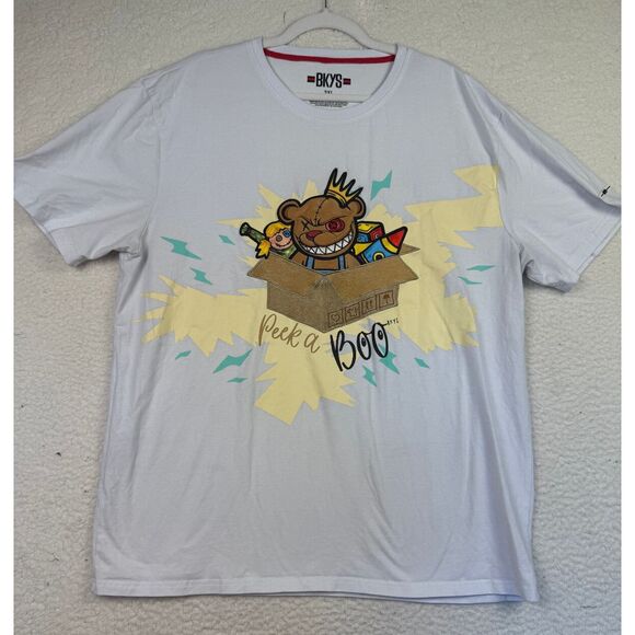 BKYS Shirt Peek a Boo Teddy Bear Crown Patched Velvet Streetware Size XXL - Picture 2 of 7